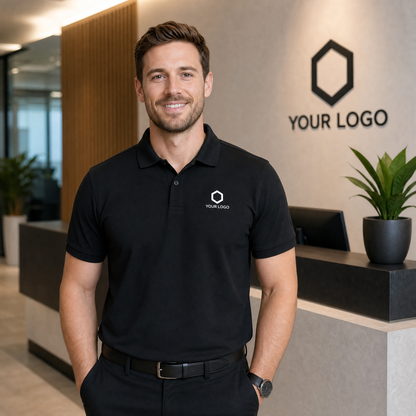 Custom Logo Polo Shirt | Heat Transfer Printing | Personalized Business Uniform | Corporate Team Apparel