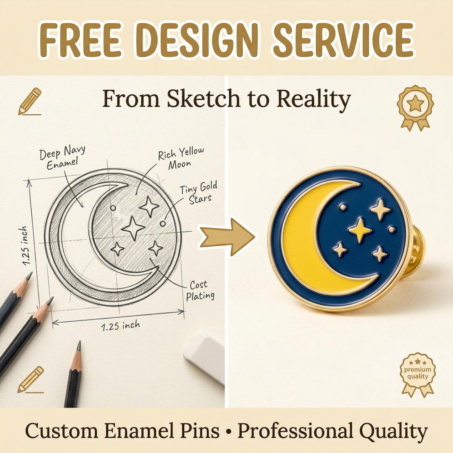 Custom Enamel Pin From Your Design _ No Minimum Order _ Free Design Service - Etsy
