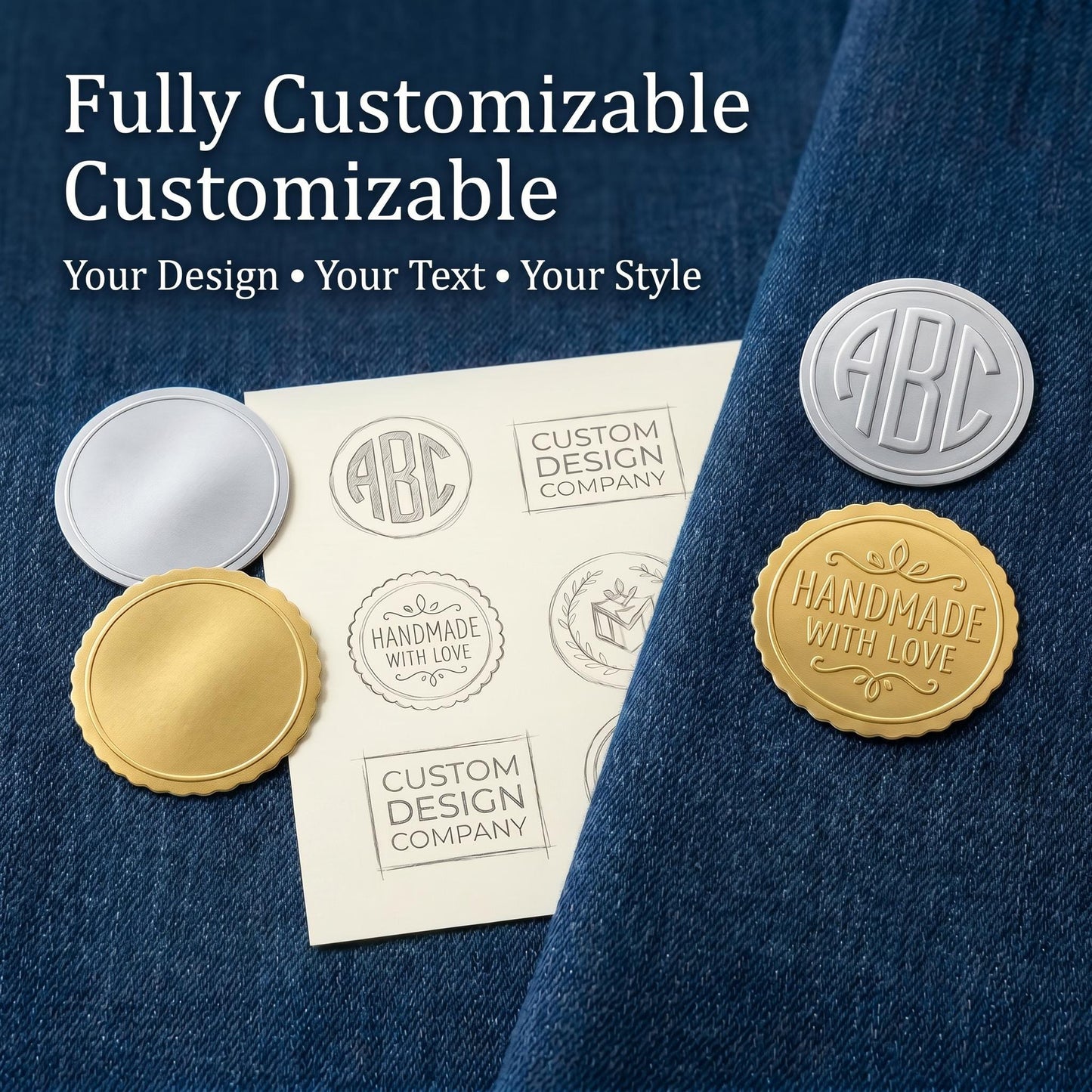 Custom Clear Metal Stickers _ Made to Order _ Gold Silver Foil _ Embossed Printed Clear _ Your Logo