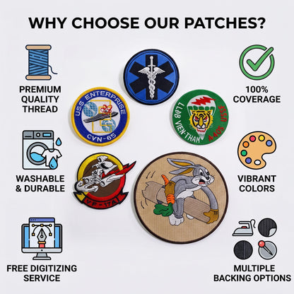 Custom Embroidered Patch | Personalized Patch | Military Patch, Tactical Patch, Sports Badge, Logo Patch, Velcro Patch