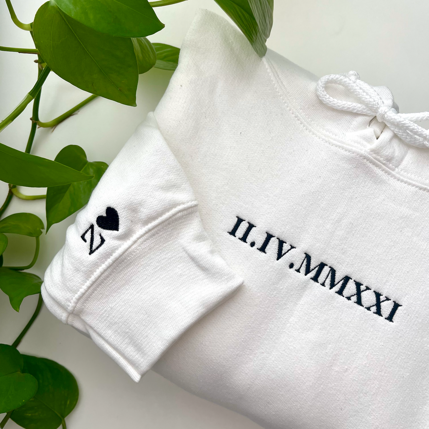 Custom Embroidered Roman Numeral Date Couple's Hoodies