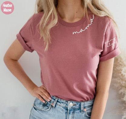 Custom Embroidery Mama Sweatshirt with Children Name on Sleeve